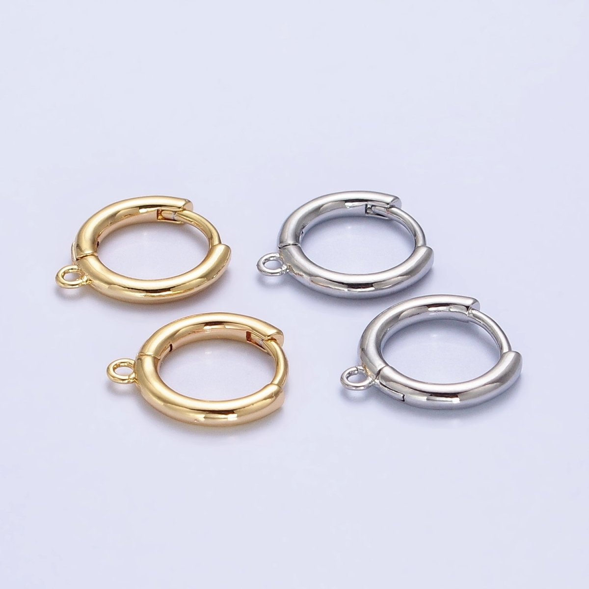 One Touch Hoop Snap Close Earrings making w/ open link 15.6 mm, Nickel free Lead Free for Earring Charm Making Z-161 Z-162