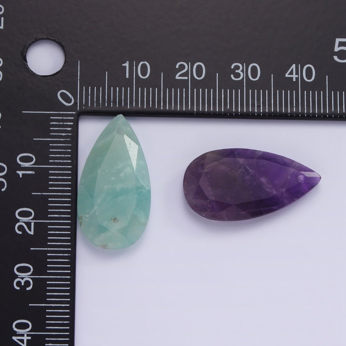 25mm Natural Gemstone Multifaceted Teardrop Charm | AG693 - AG695