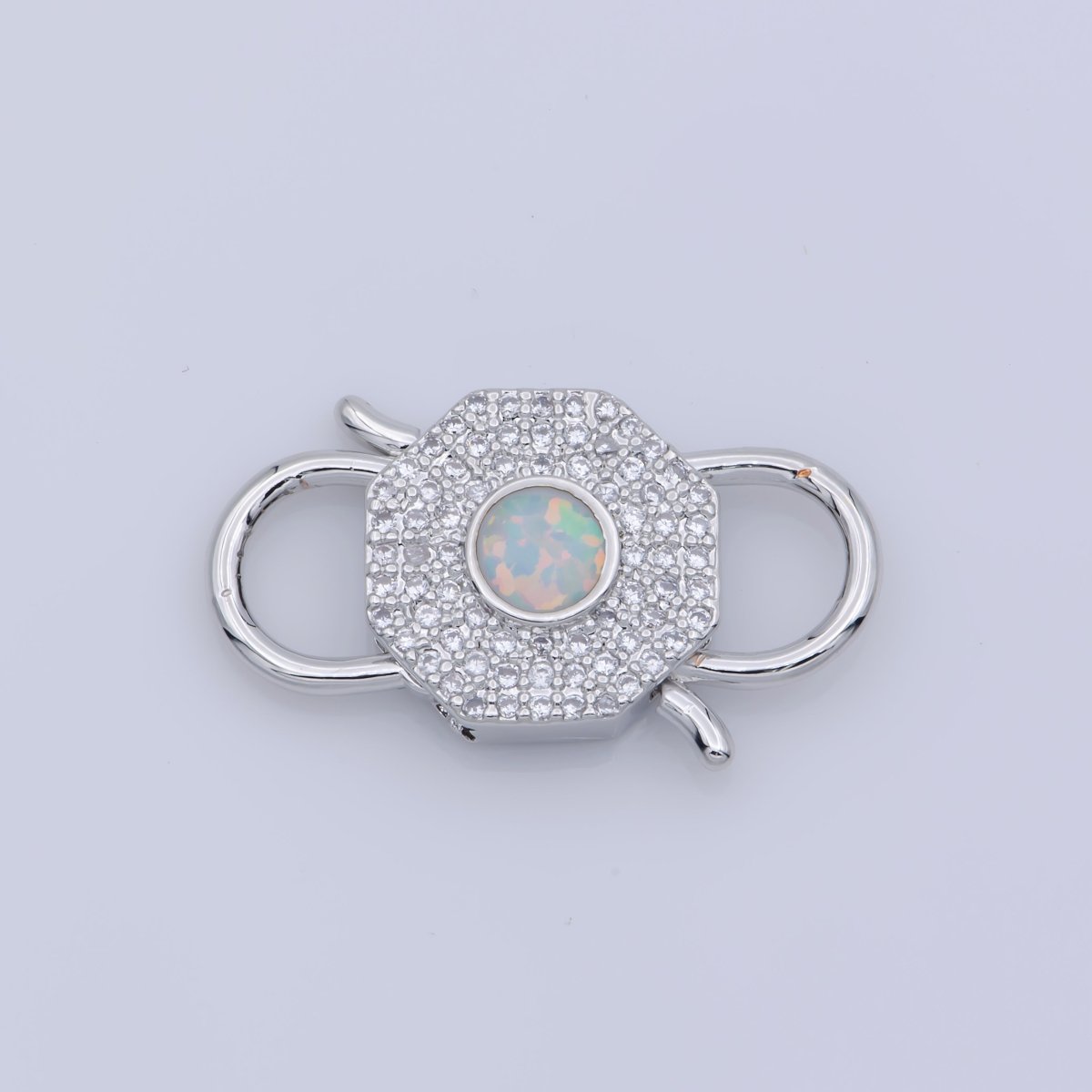 Opal Clasp Buckle Silver, Rose Gold, Black Interlock Micro pave Clasp Cubic Interlocking Clasp Fastener for Bracelet Necklace Jewelry Supply  F-327