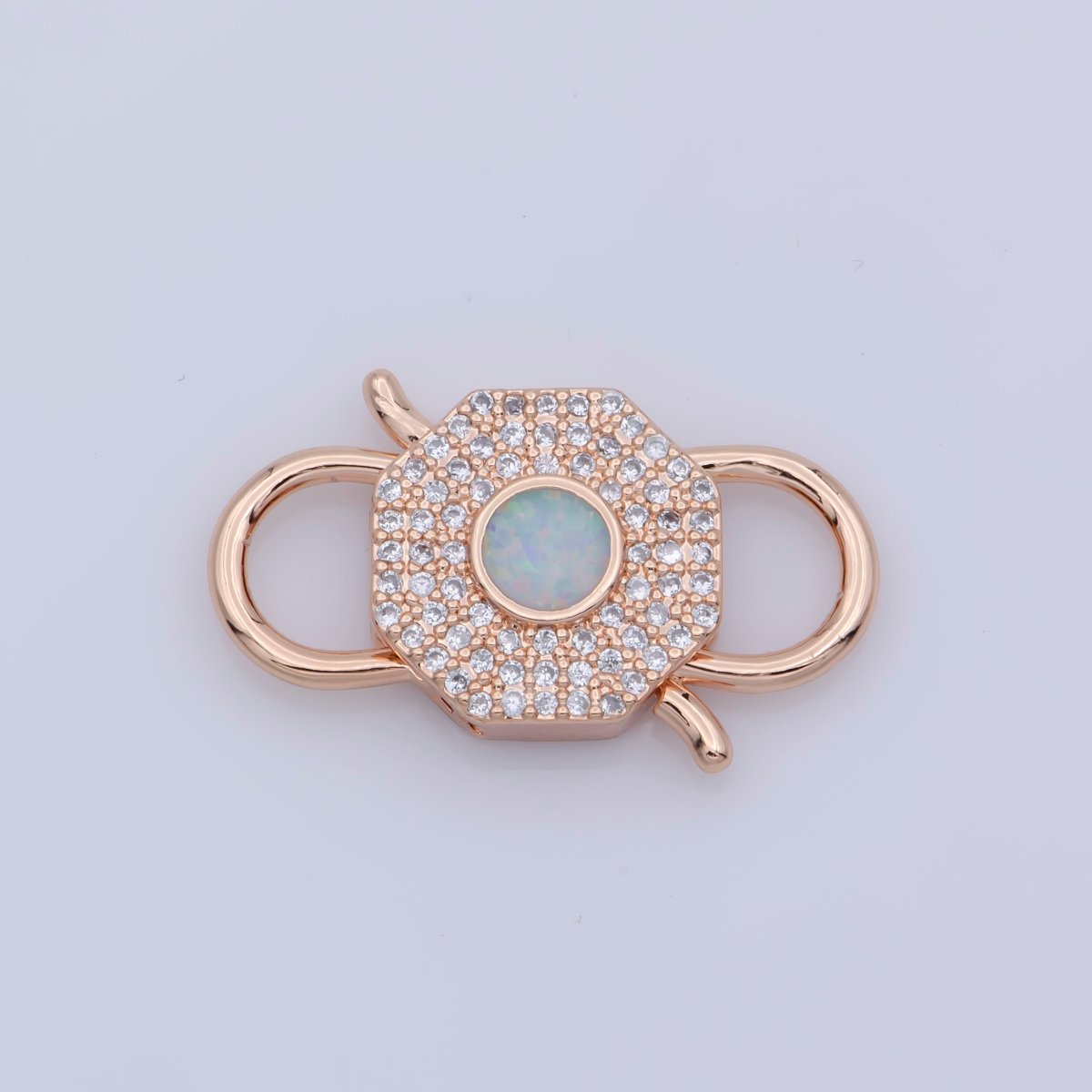 Opal Clasp Buckle Silver, Rose Gold, Black Interlock Micro pave Clasp Cubic Interlocking Clasp Fastener for Bracelet Necklace Jewelry Supply  F-327