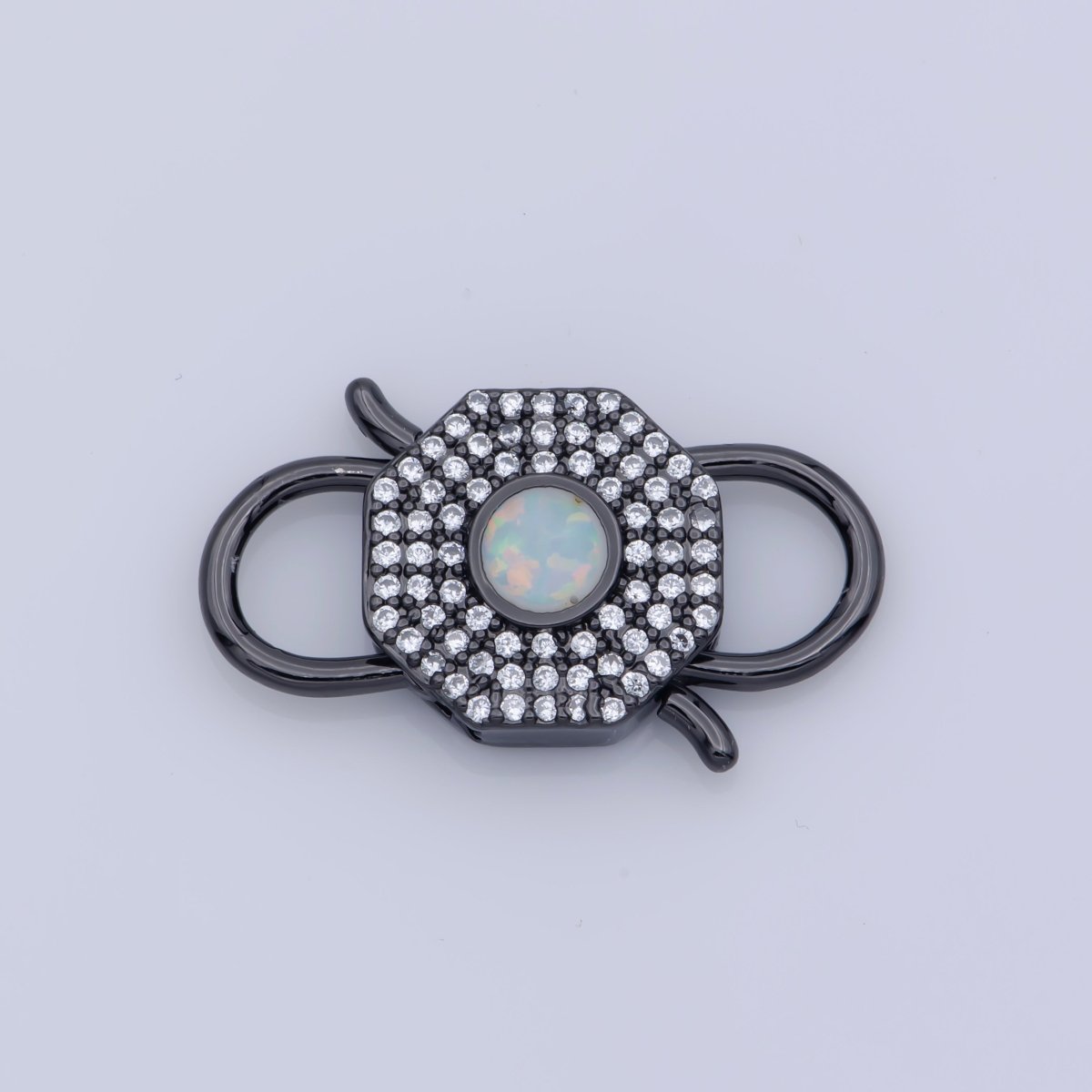 Opal Clasp Buckle Silver, Rose Gold, Black Interlock Micro pave Clasp Cubic Interlocking Clasp Fastener for Bracelet Necklace Jewelry Supply  F-327