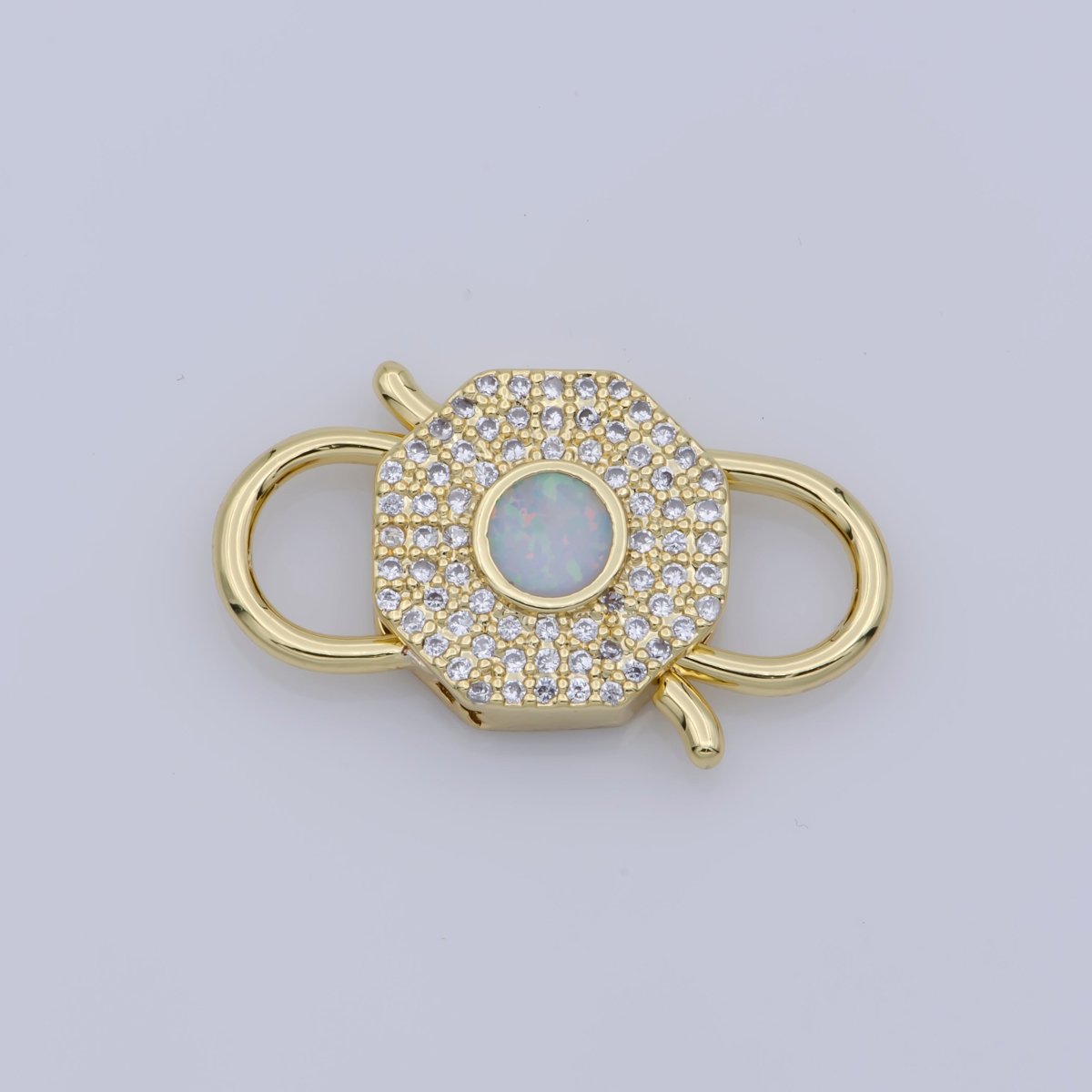 Opal Clasp Buckle Silver, Rose Gold, Black Interlock Micro pave Clasp Cubic Interlocking Clasp Fastener for Bracelet Necklace Jewelry Supply  F-327