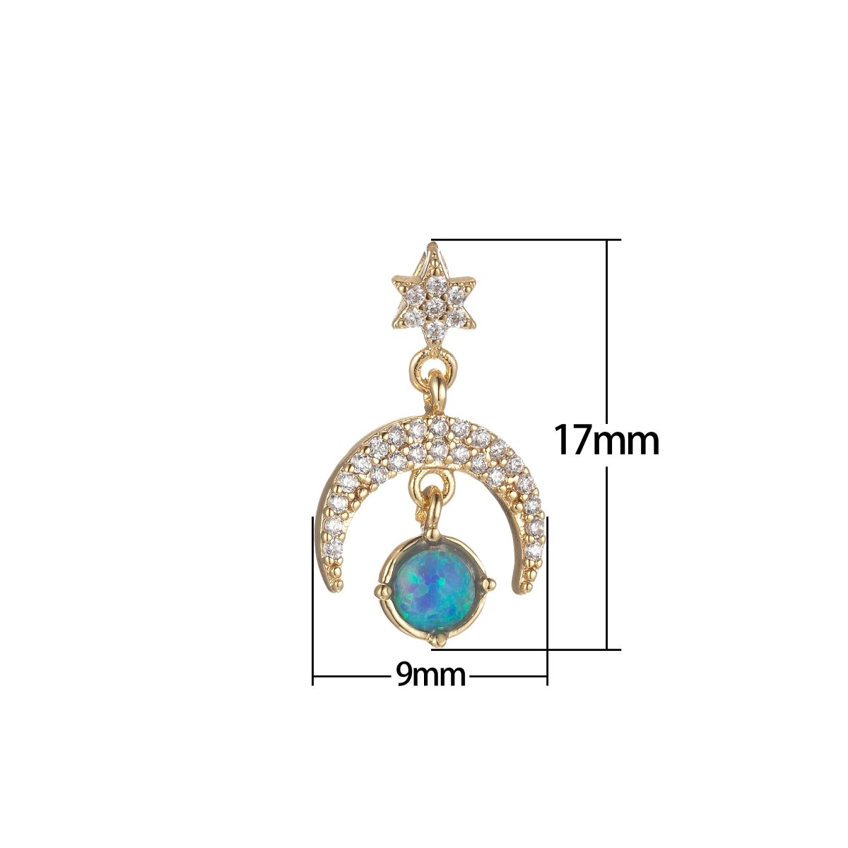Opal Moon Star Charms Dainty Celestial Charm Pendant for DIY Jewelry Making Accessories Micro Pave Crescent Moon Charm M-436 M-435
