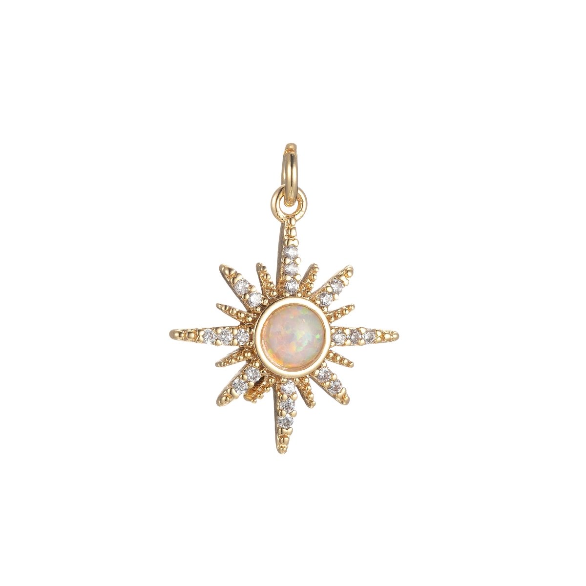 Opal Star Pendant, Gold Filled Star Burst charms Dainty Celestial jewelry making, charm for necklace Bracelet Earring Component M-432 M-433 M-434