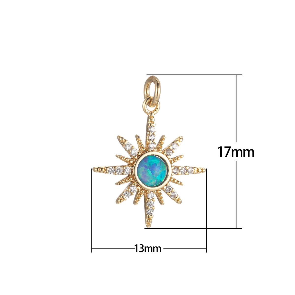 Opal Star Pendant, Gold Filled Star Burst charms Dainty Celestial jewelry making, charm for necklace Bracelet Earring Component M-432 M-433 M-434