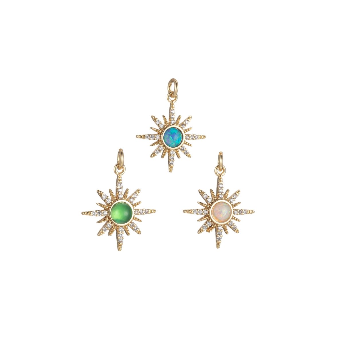 Opal Star Pendant, Gold Filled Star Burst charms Dainty Celestial jewelry making, charm for necklace Bracelet Earring Component M-432 M-433 M-434