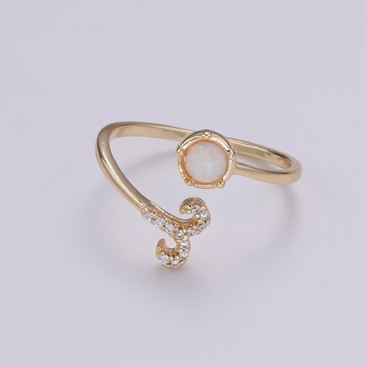 Opal Zodiac Ring Constellation Sign Cubic Zirconia Gold Ring, Astrology Sign Horoscope Ring Birthday Personalized Valentines day Gift R-358-R-369