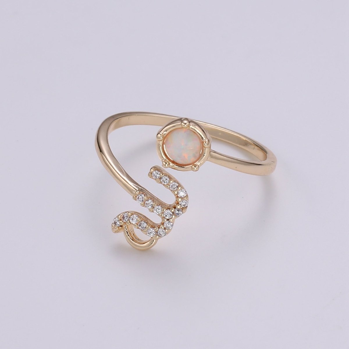 Opal Zodiac Ring Constellation Sign Cubic Zirconia Gold Ring, Astrology Sign Horoscope Ring Birthday Personalized Valentines day Gift R-358-R-369