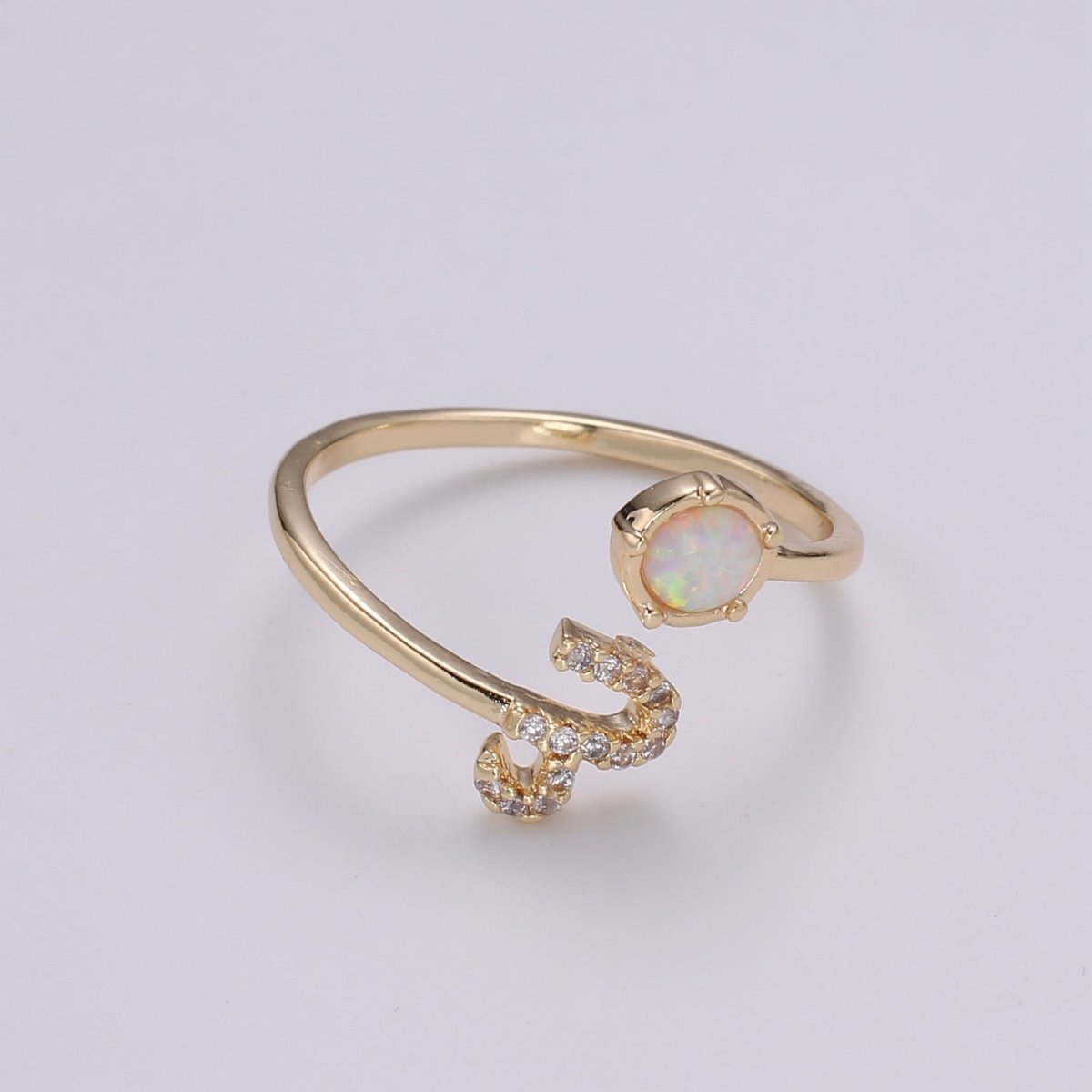 Opal Zodiac Ring Constellation Sign Cubic Zirconia Gold Ring, Astrology Sign Horoscope Ring Birthday Personalized Valentines day Gift R-358-R-369