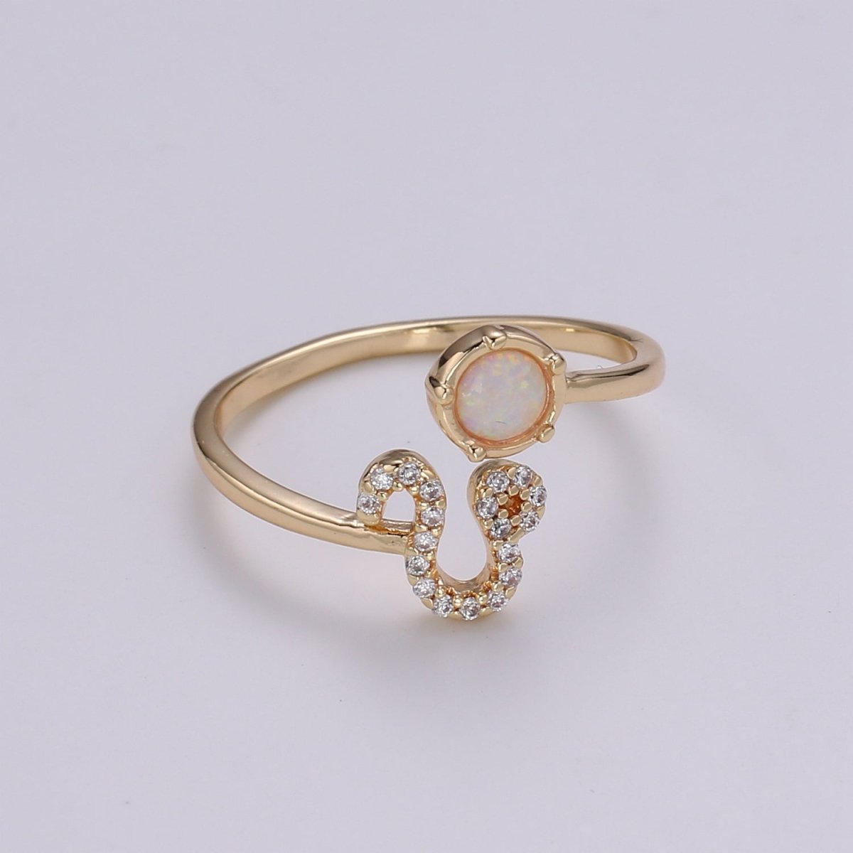Opal Zodiac Ring Constellation Sign Cubic Zirconia Gold Ring, Astrology Sign Horoscope Ring Birthday Personalized Valentines day Gift R-358-R-369
