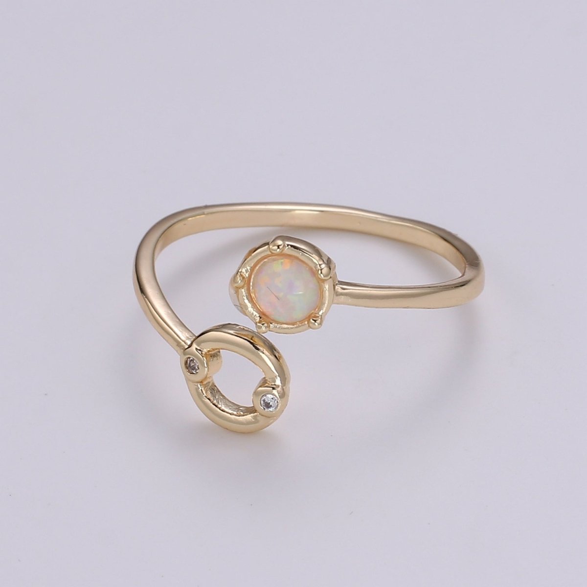 Opal Zodiac Ring Constellation Sign Cubic Zirconia Gold Ring, Astrology Sign Horoscope Ring Birthday Personalized Valentines day Gift R-358-R-369