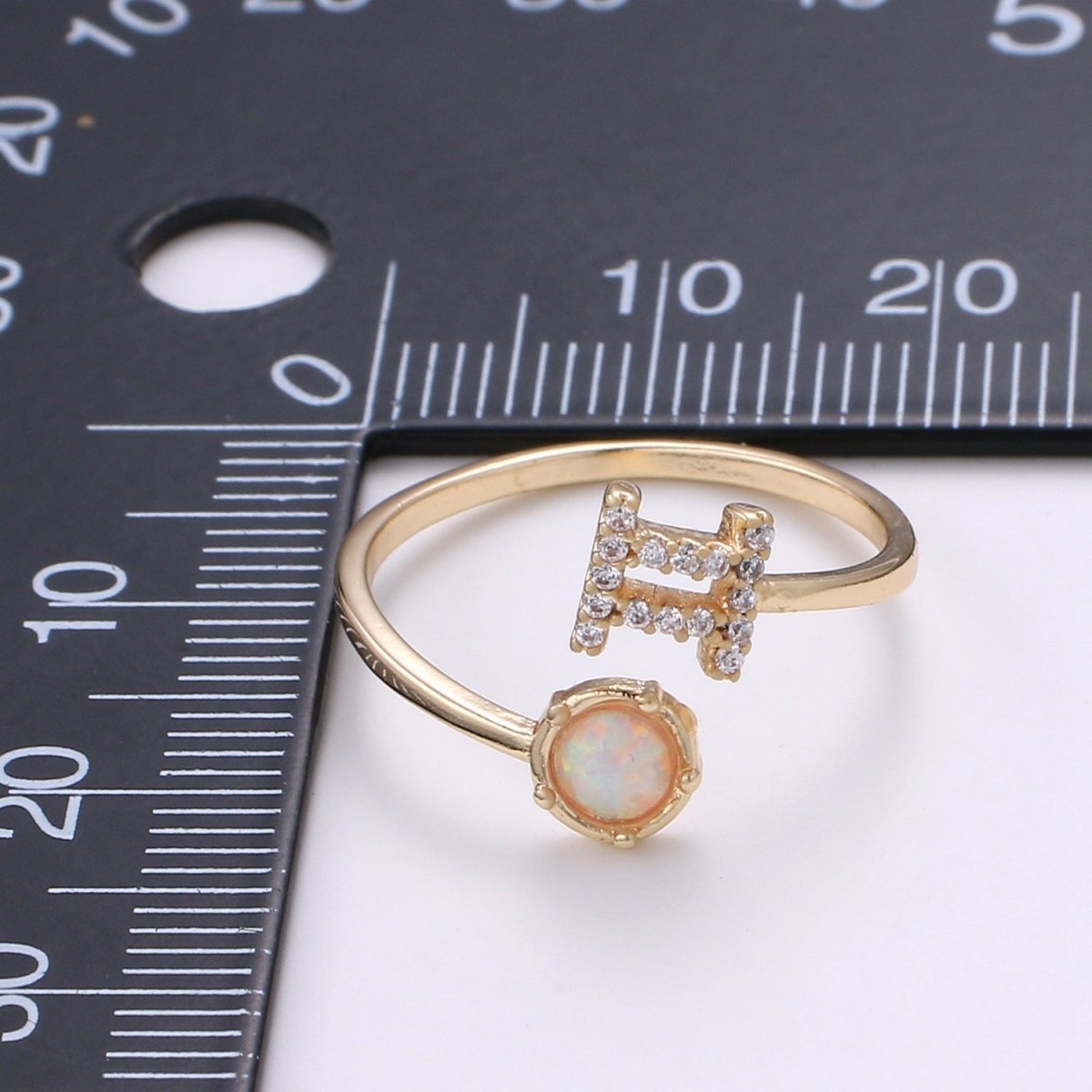 Opal Zodiac Ring Constellation Sign Cubic Zirconia Gold Ring, Astrology Sign Horoscope Ring Birthday Personalized Valentines day Gift R-358-R-369