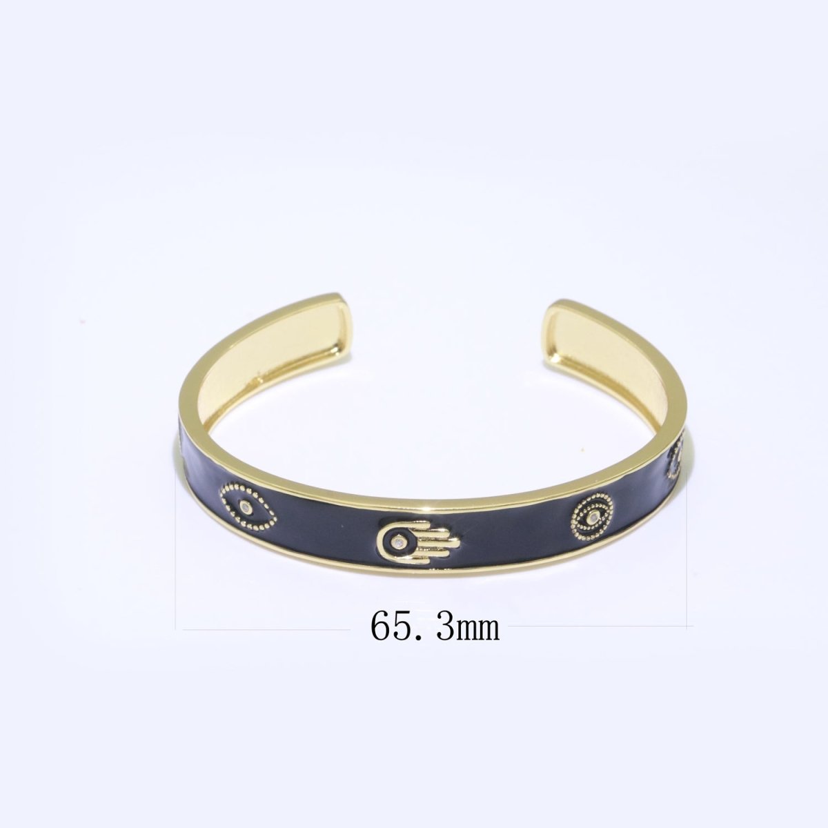 Open Adjustable Bracelet Enamel Hamsa Hand Bangle Bracelet Wholesale Stacking Gold Bracelet Fashion Jewelry | WA-130 to WA-139 Clearance Pricing