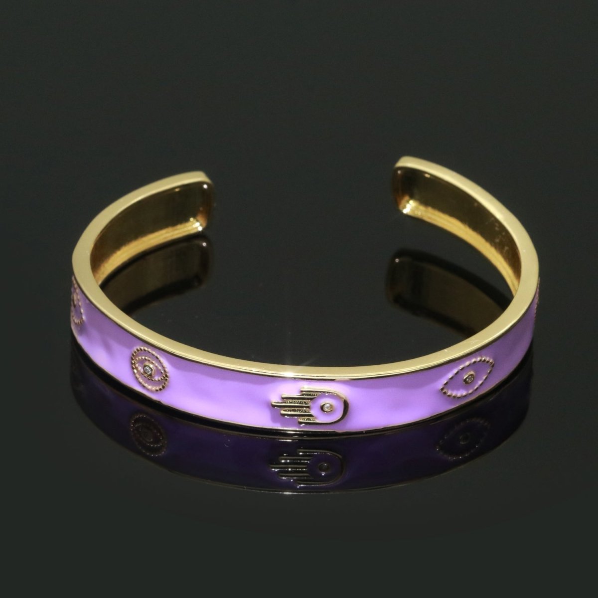 Open Adjustable Bracelet Enamel Hamsa Hand Bangle Bracelet Wholesale Stacking Gold Bracelet Fashion Jewelry | WA-130 to WA-139 Clearance Pricing