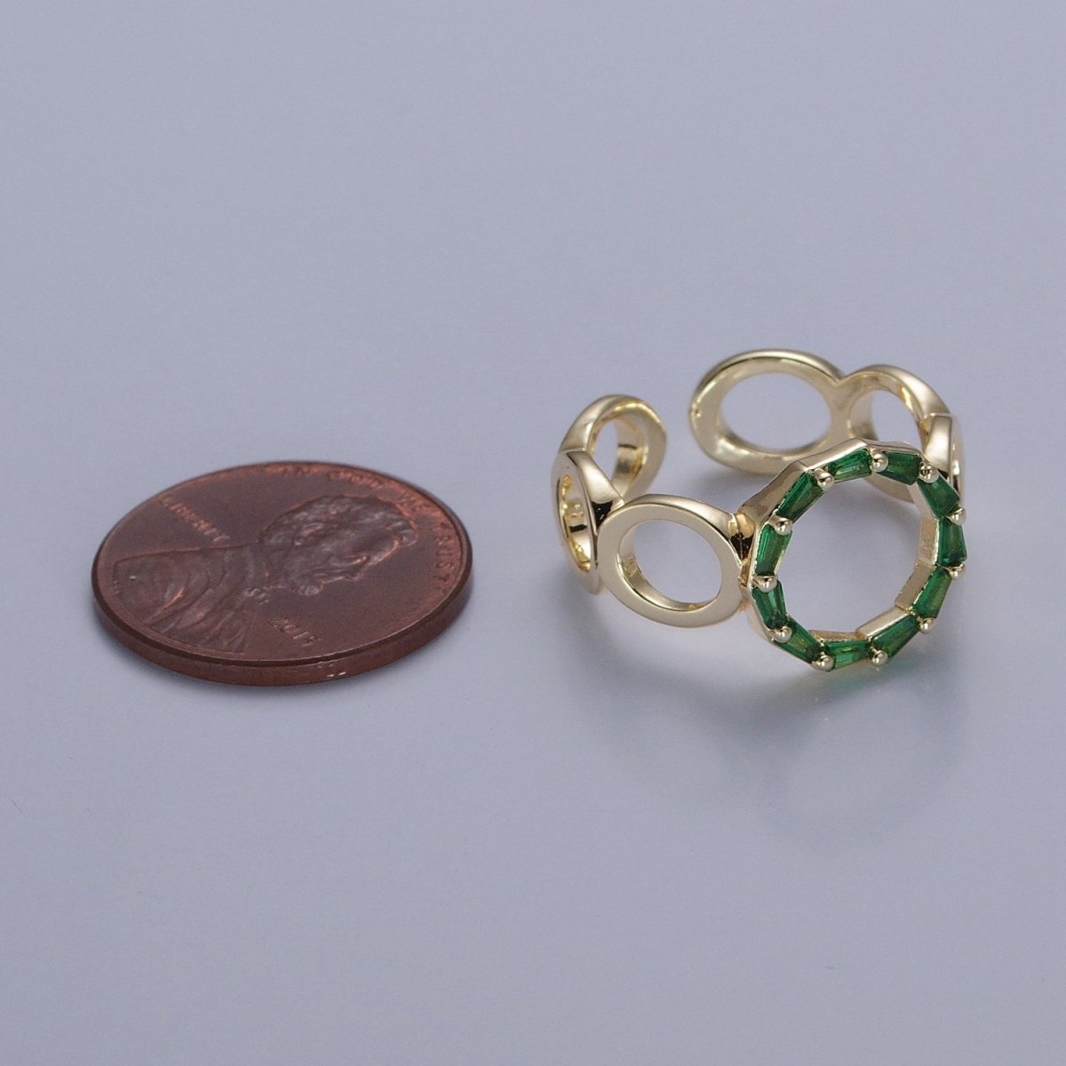 Open Circle Baguette Ring Gold Romantic Circle Ring, Geometric Ring O Ring Minimalist Jewelry O-776 O-777 O-778