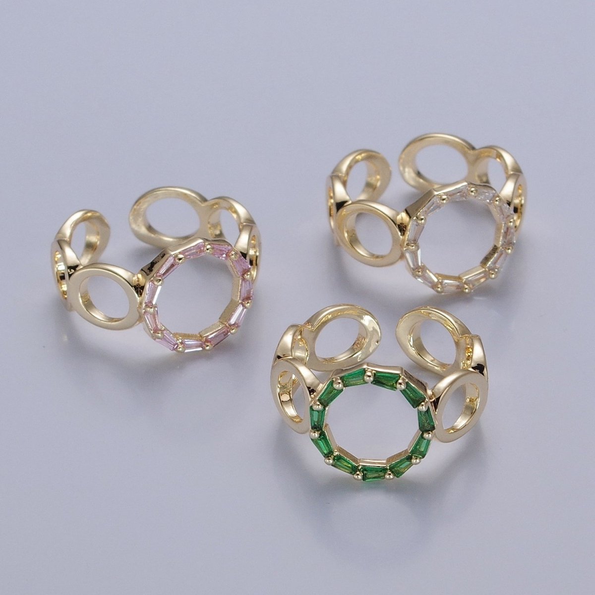 Open Circle Baguette Ring Gold Romantic Circle Ring, Geometric Ring O Ring Minimalist Jewelry O-776 O-777 O-778