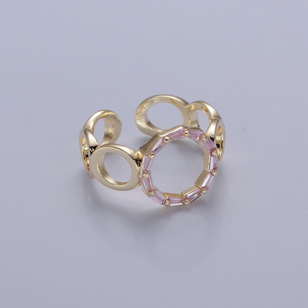 Open Circle Baguette Ring Gold Romantic Circle Ring, Geometric Ring O Ring Minimalist Jewelry O-776 O-777 O-778