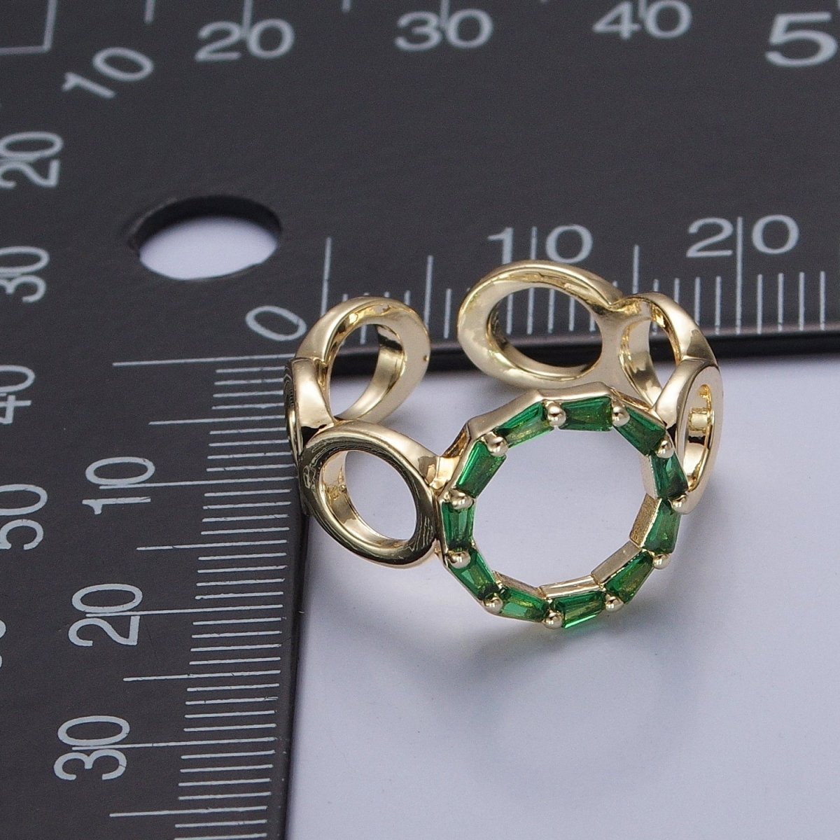 Open Circle Baguette Ring Gold Romantic Circle Ring, Geometric Ring O Ring Minimalist Jewelry O-776 O-777 O-778