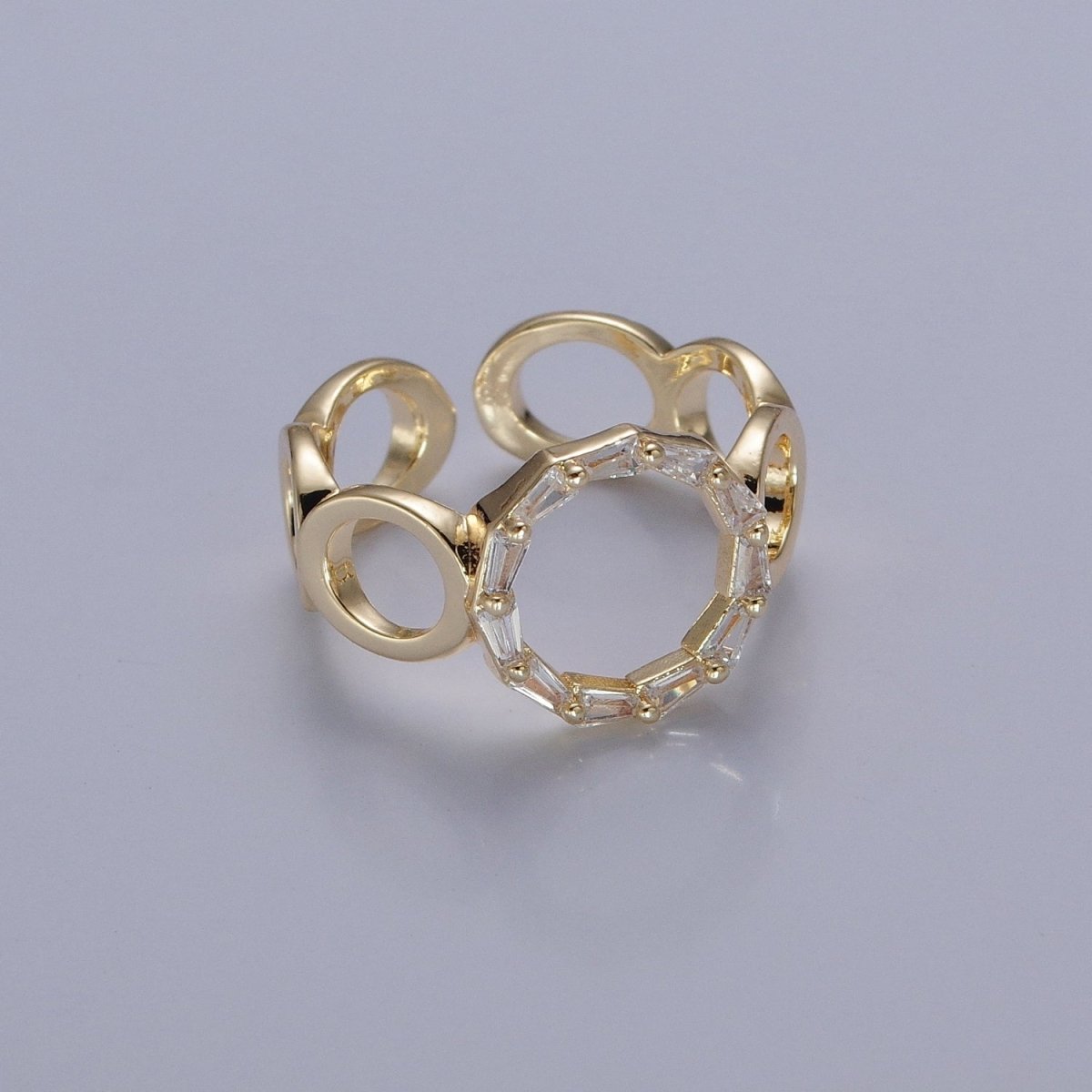 Open Circle Baguette Ring Gold Romantic Circle Ring, Geometric Ring O Ring Minimalist Jewelry O-776 O-777 O-778