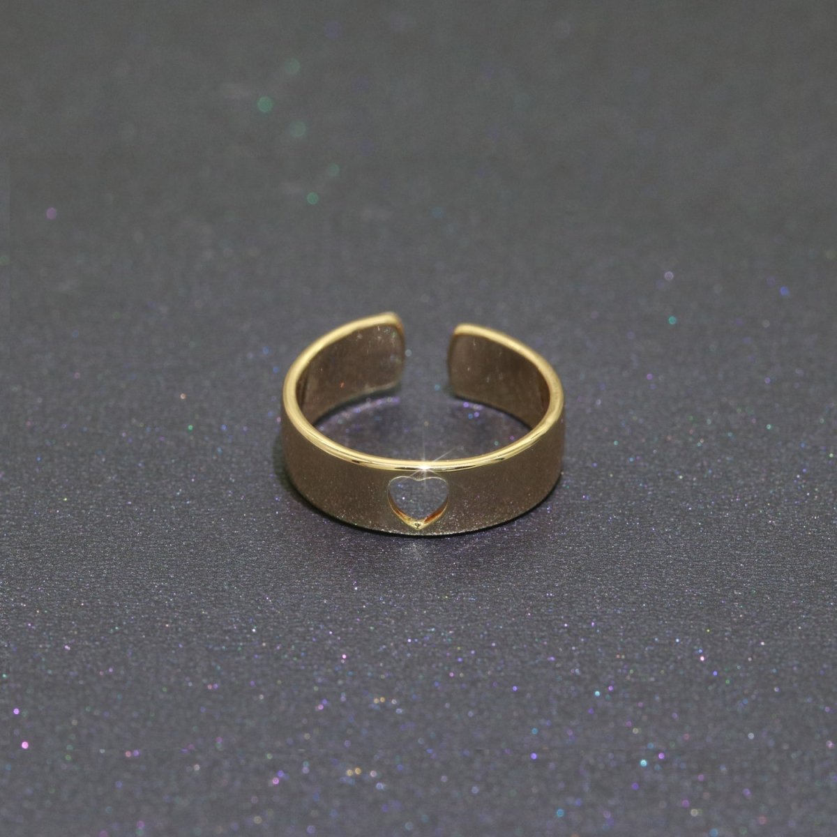 OS Open Heart 18K Gold Filled Ring Open Adjustable Ring Simple Stacking Jewelry O-437