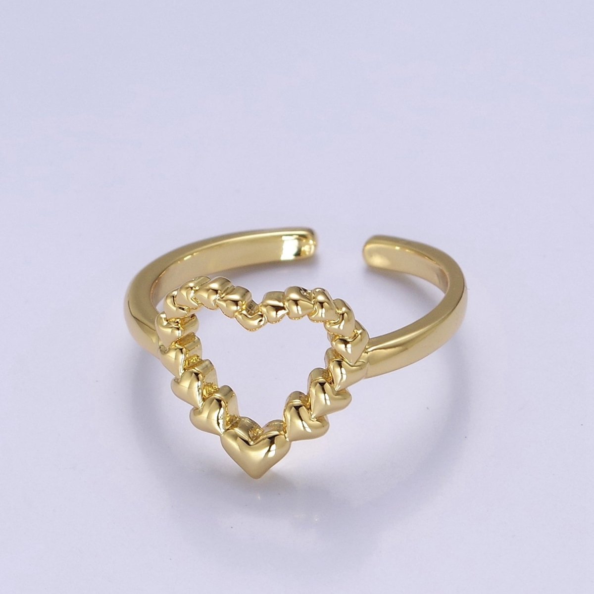 Open Heart Gold Ring Adjustable O-2167 - DLUXCA
