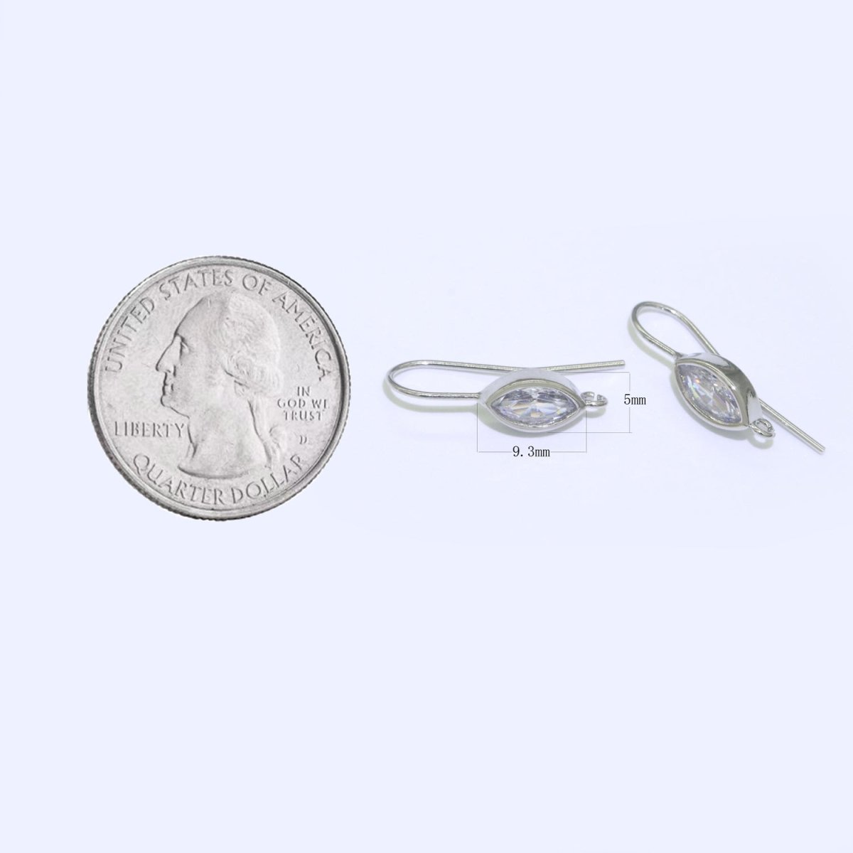 Open Link French Hook Earrings in Gold, Fish Hook Earring Eye CZ Earring Minimalist Jewelry Making Supply L-496 L-497