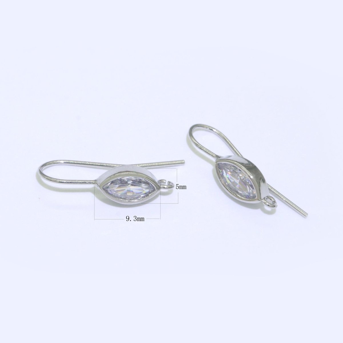 Open Link French Hook Earrings in Gold, Fish Hook Earring Eye CZ Earring Minimalist Jewelry Making Supply L-496 L-497