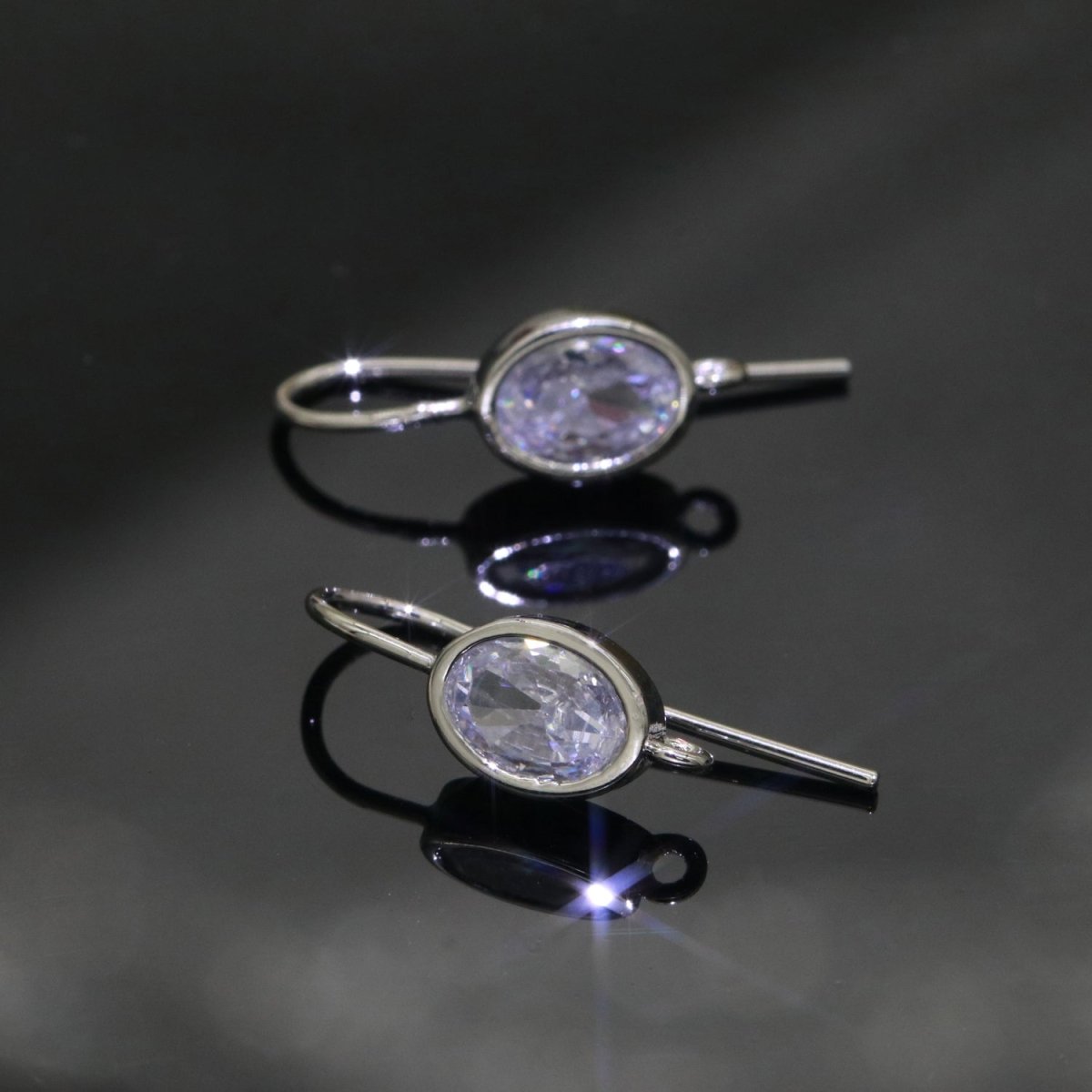 Open Link French Hook Earrings in Gold, Fish Hook Earring Tear Drop CZ Earring Minimalist Jewelry Making Supply L-498 L-499