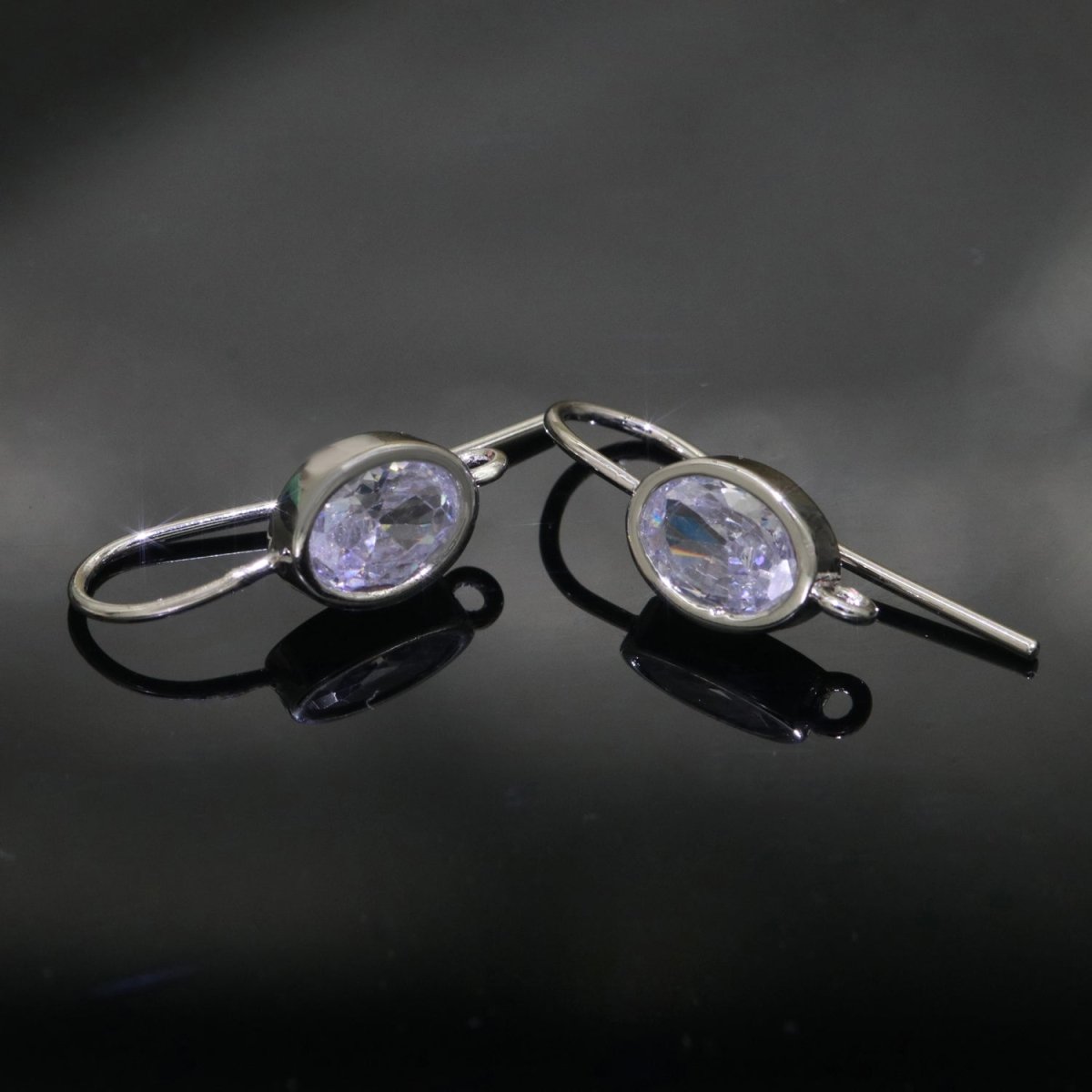 Open Link French Hook Earrings in Gold, Fish Hook Earring Tear Drop CZ Earring Minimalist Jewelry Making Supply L-498 L-499