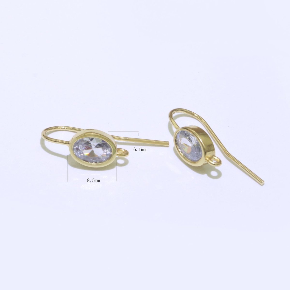 Open Link French Hook Earrings in Gold, Fish Hook Earring Tear Drop CZ Earring Minimalist Jewelry Making Supply L-498 L-499