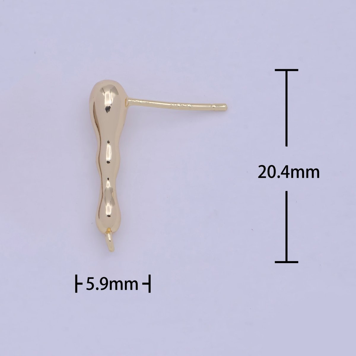 Open Link Stud Earring Gold Bar 20mm drop for Earring Supply L-731 - DLUXCA