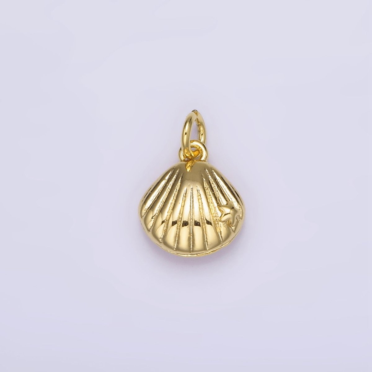 14K, 16K Gold Filled 8mm Sea Shell Line-Textured Add-On Charm | W482 AG012