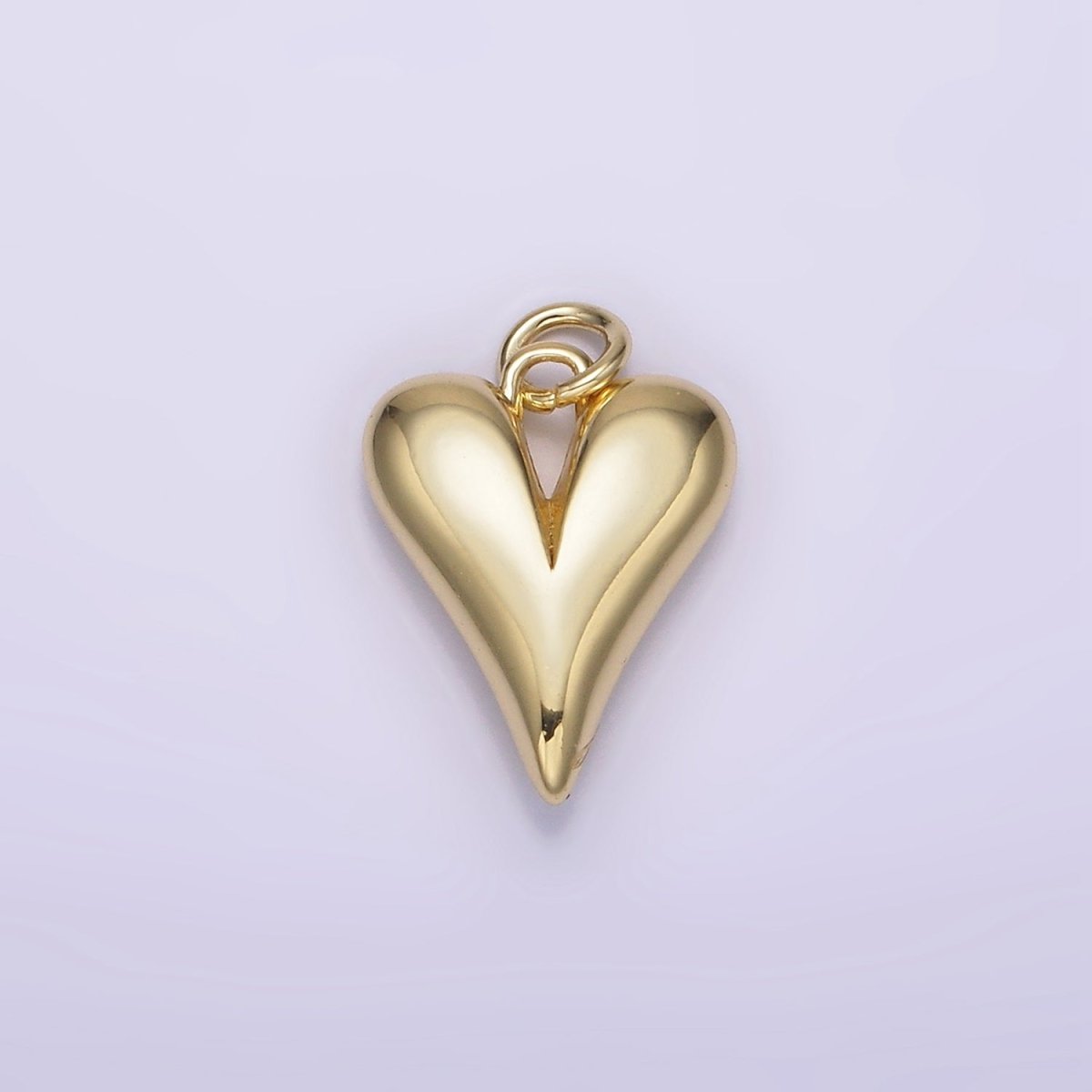 14K Gold Filled 16mm Long Puffed Minimalist Heart Charm In Gold & Silver | AG196 N098