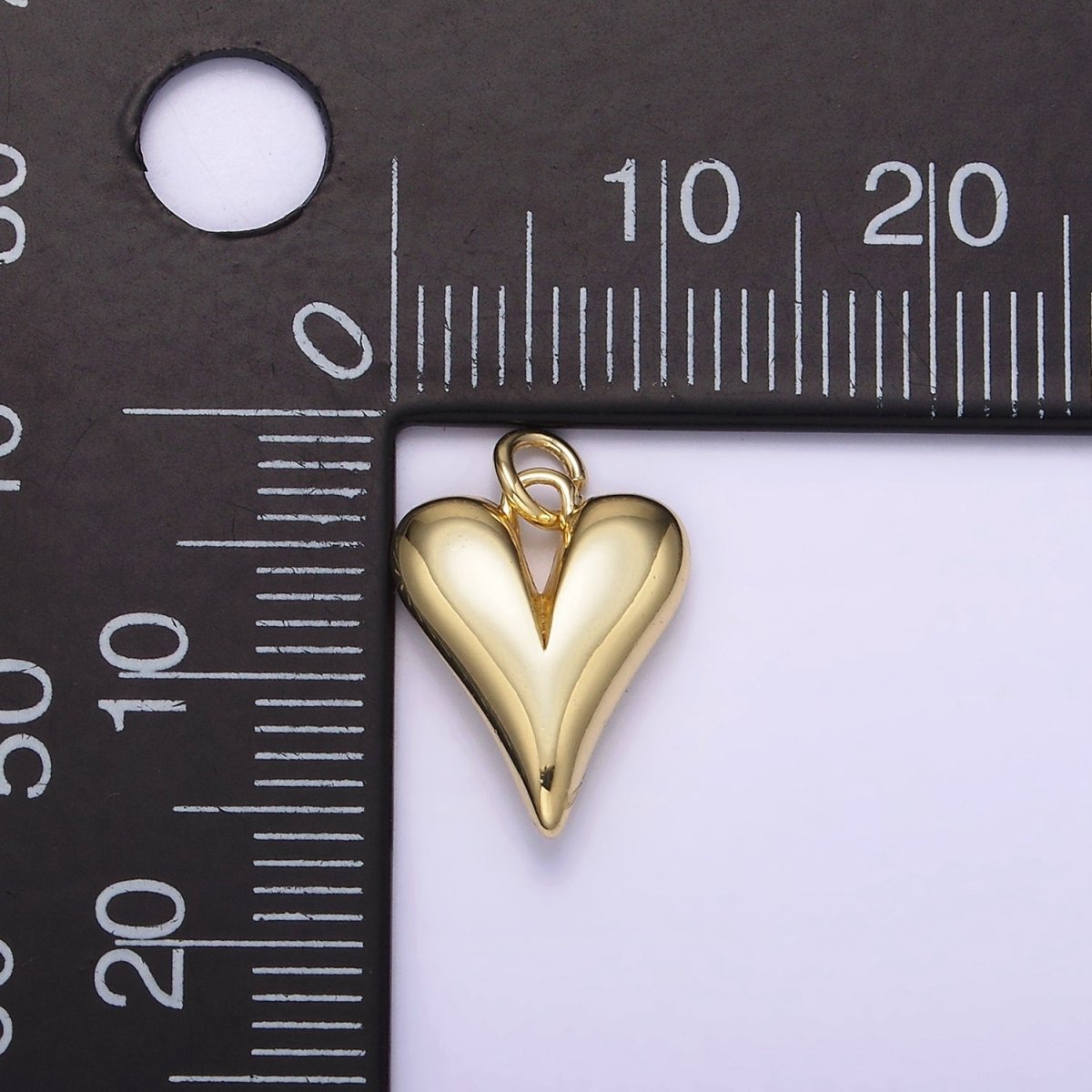 14K Gold Filled 16mm Long Puffed Minimalist Heart Charm In Gold & Silver | AG196 N098