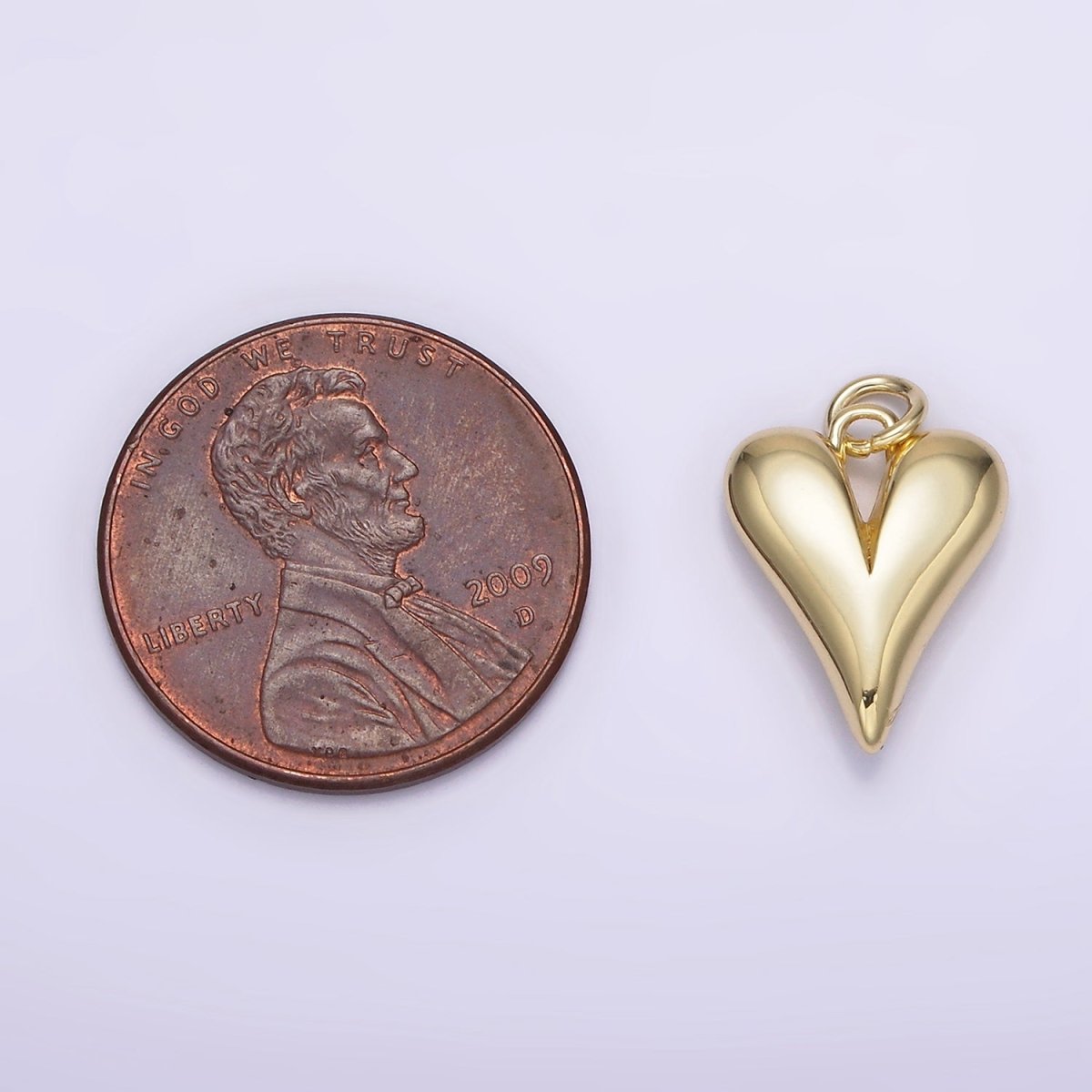 14K Gold Filled 16mm Long Puffed Minimalist Heart Charm In Gold & Silver | AG196 N098