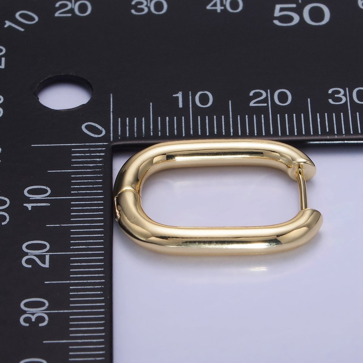 OS 14K Gold Filled 25mm Minimalist Oblong Hoop Earrings | AE520 - DLUXCA