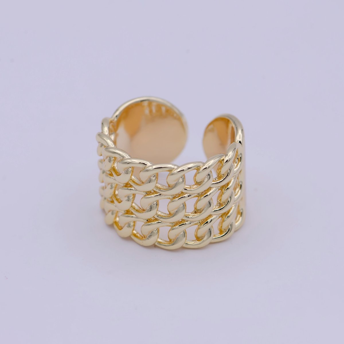 OS 14K Gold Filled Curb Chain Ring in Gold Triple Layer Link Ring • Stacking Ring • Statement Jewelry S-315