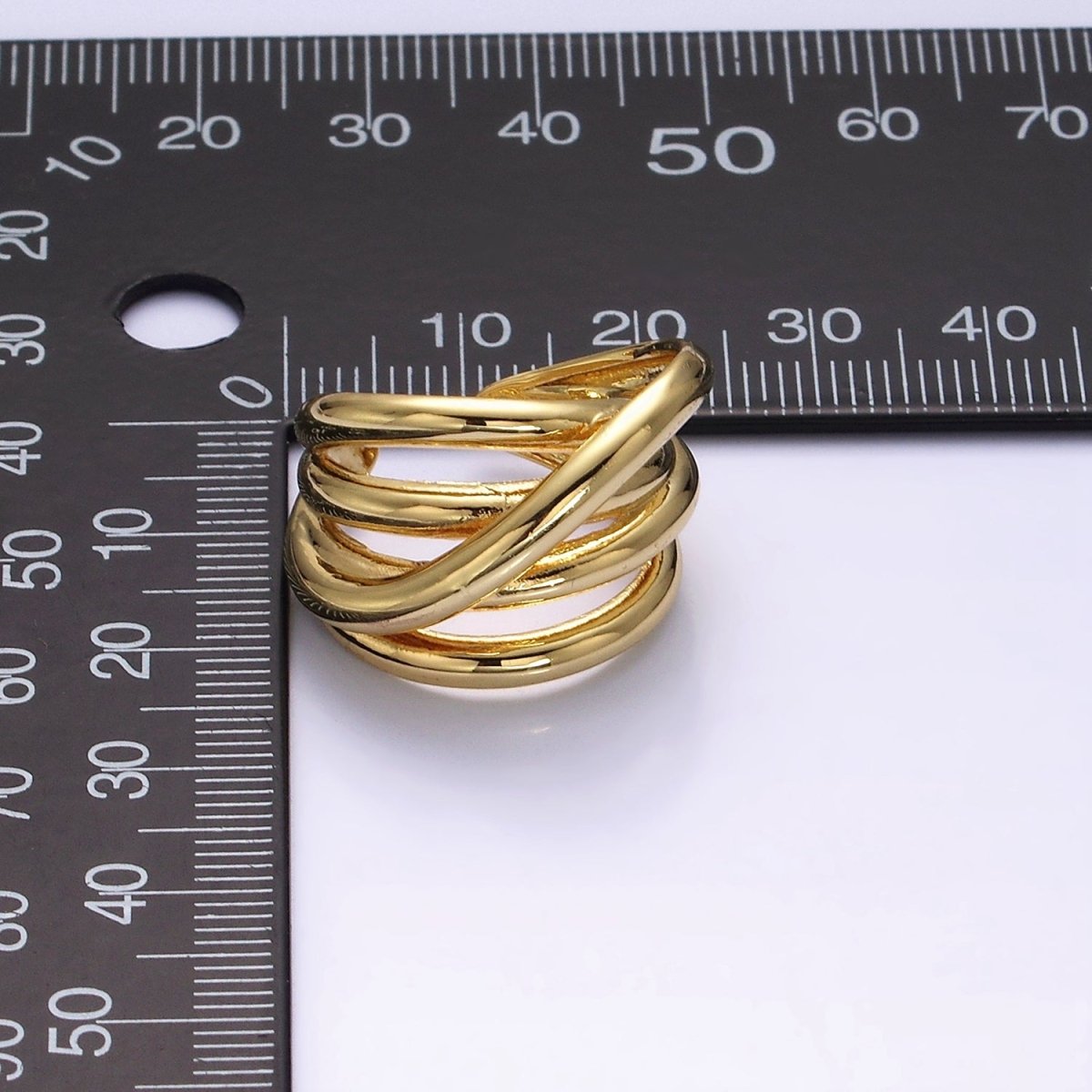 OS 14K Gold Filled Geometric Multiple Band Intertwined Statement Ring | U-095