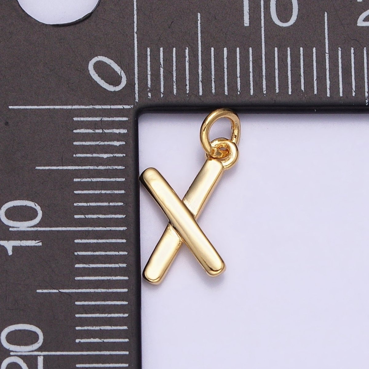 OS 16K Gold Filled Mini "X" Initial Crossed Stick Geometric Minimalist Add-On Charm | AC1151 - DLUXCA