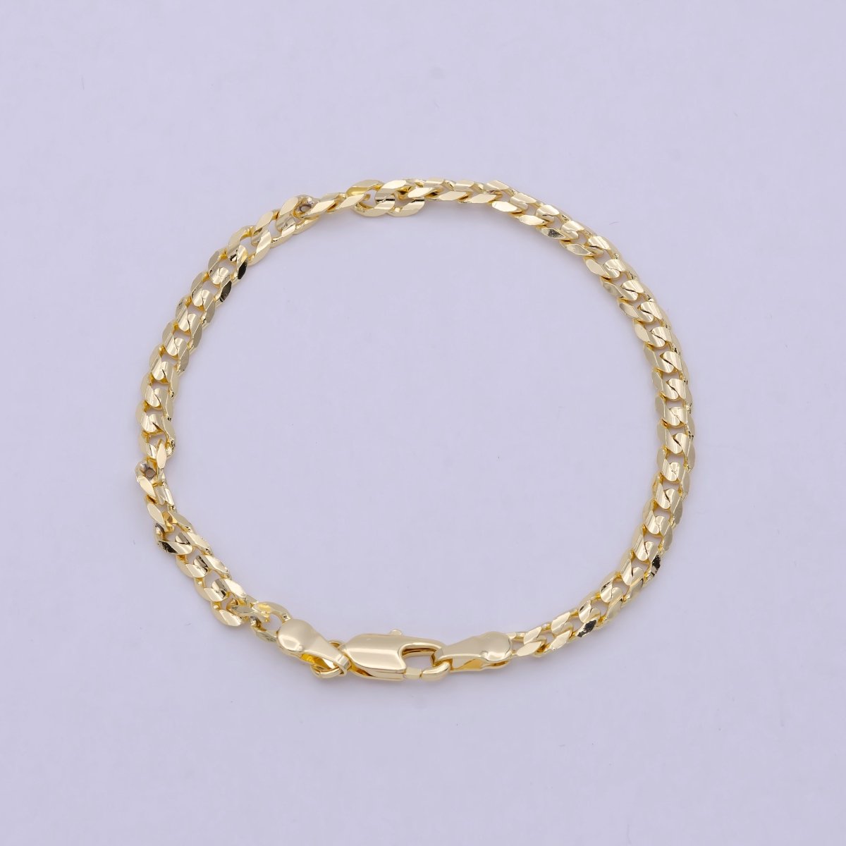 OS 18k Gold Filled Cuban Link Chain Bracelet 7", Gold Curb Chain Bracelet, Miami Cuban Bracelet, Cuban Chain Bracelet Women WA-847