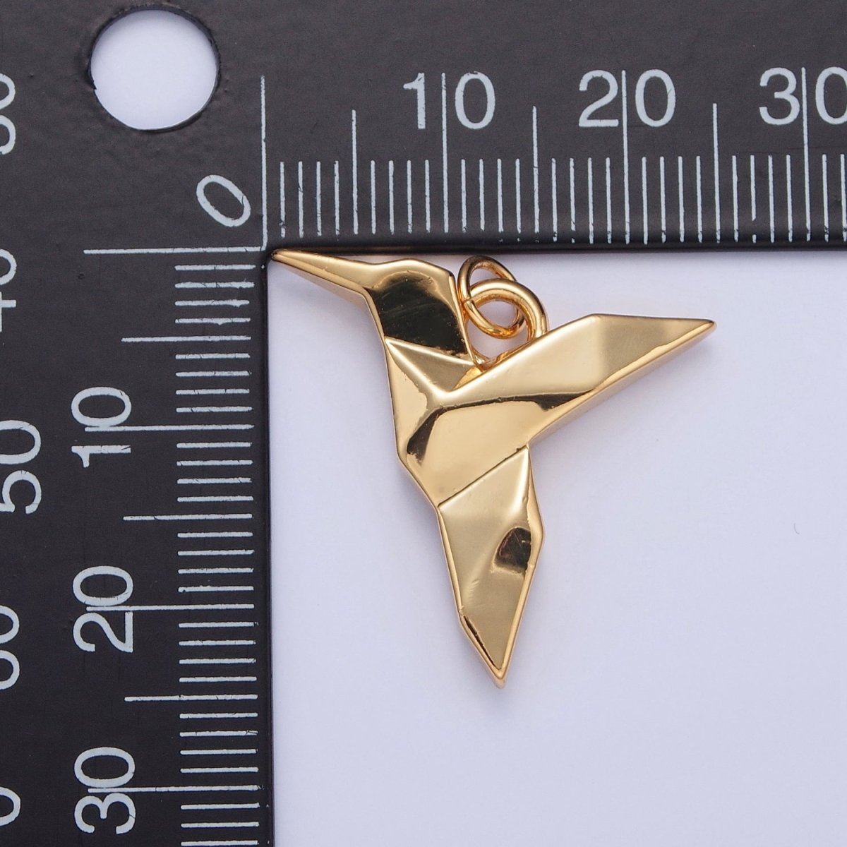OS 18K Gold Filled Origami Hummingbird Bird Animal Charm | X-077 - DLUXCA