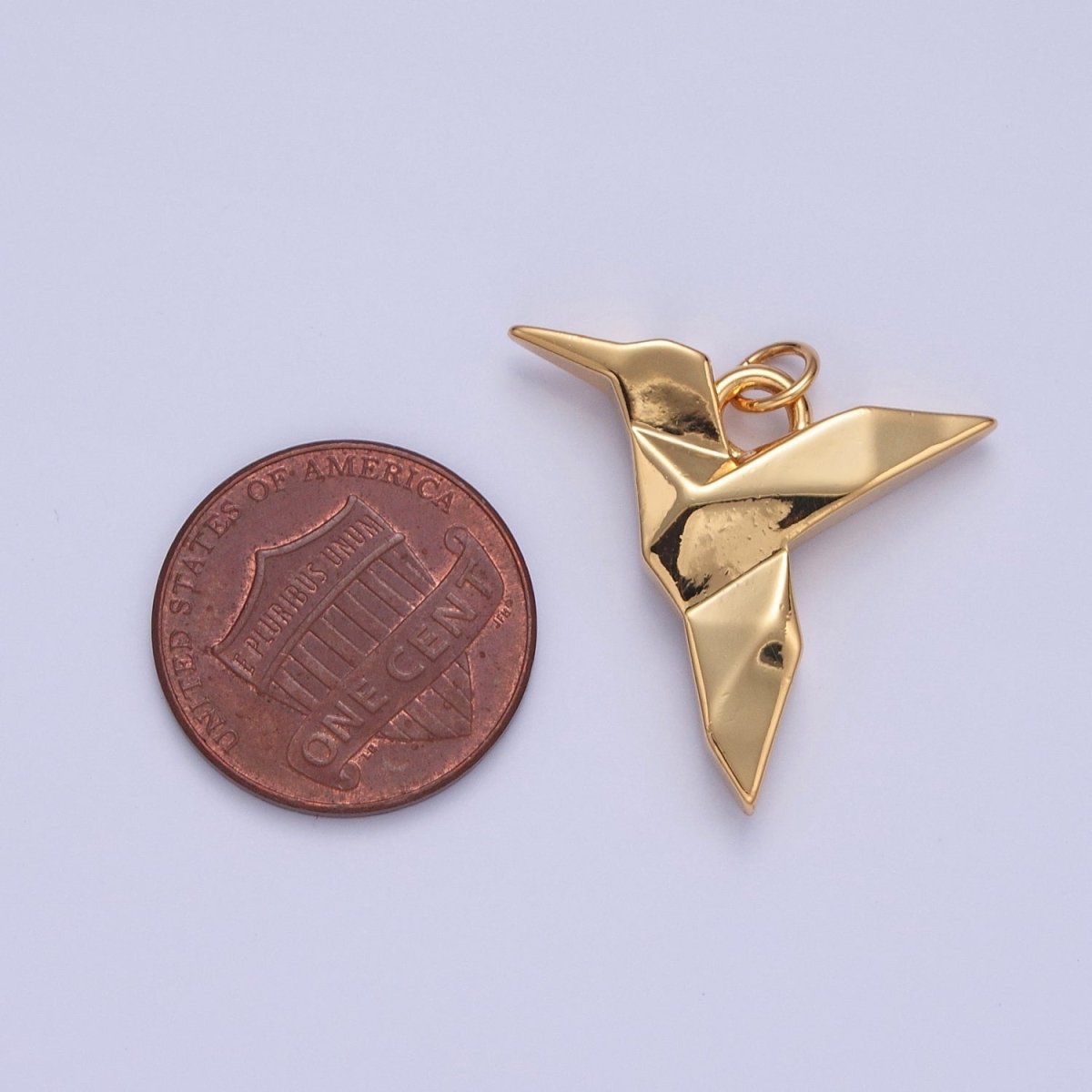 OS 18K Gold Filled Origami Hummingbird Bird Animal Charm | X-077 - DLUXCA