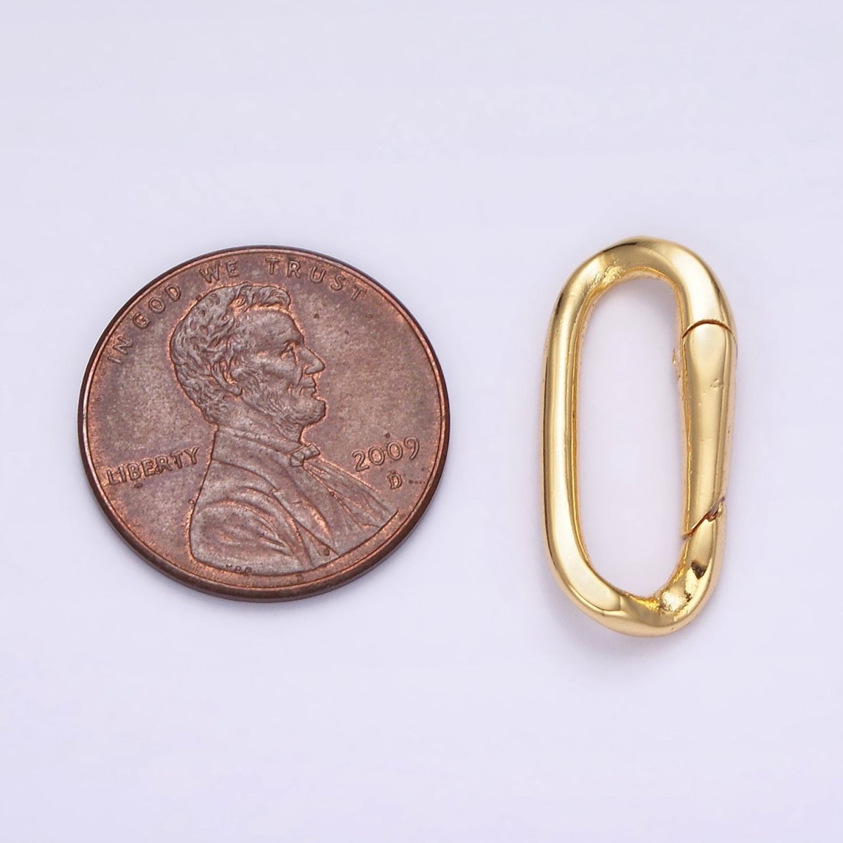 OS 24K Gold Filled 21mm Edged Paperclip Oblong Push Spring Gate Minimalist Findings Supply | Z574 - DLUXCA