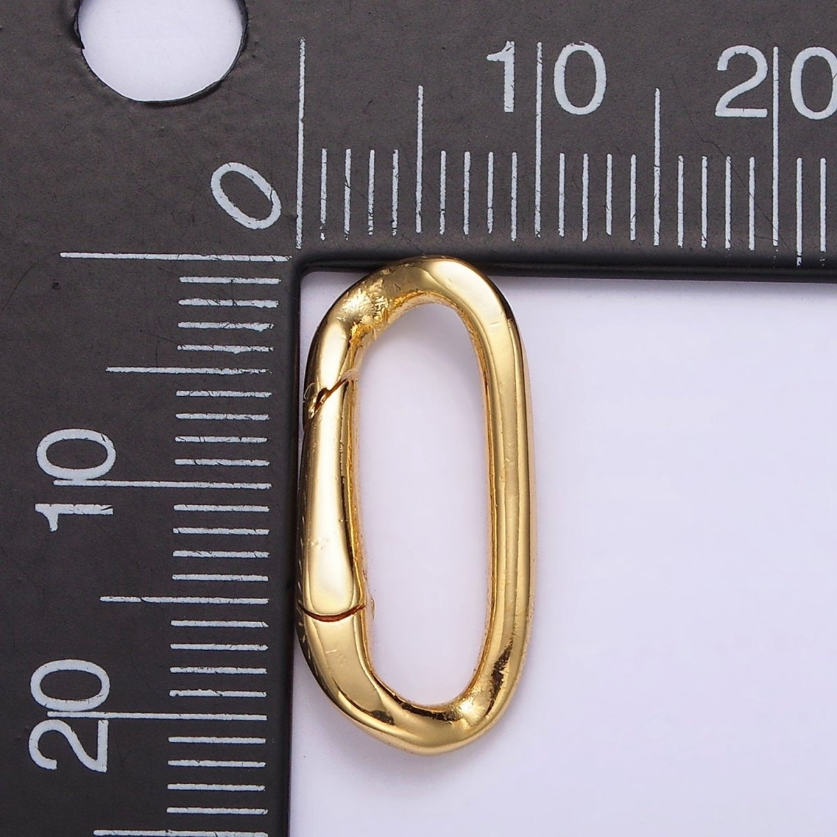OS 24K Gold Filled 21mm Edged Paperclip Oblong Push Spring Gate Minimalist Findings Supply | Z574 - DLUXCA