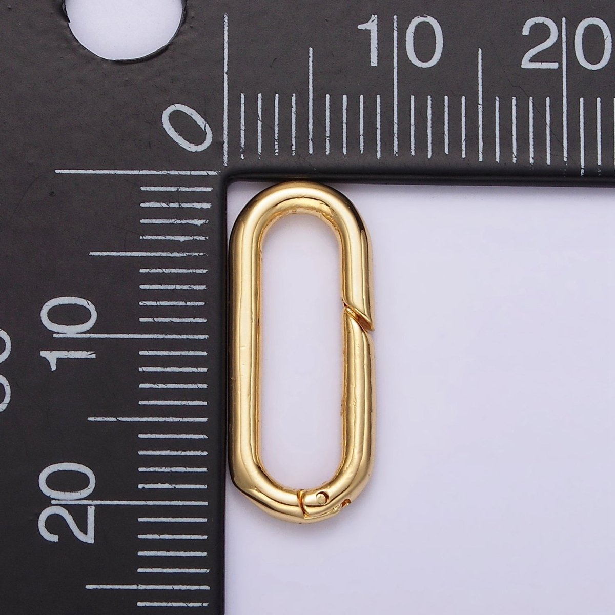 OS 24K Gold Filled 21mm Push Oblong Oval Spring Gate Minimalist Findings Supply | Z575 - DLUXCA