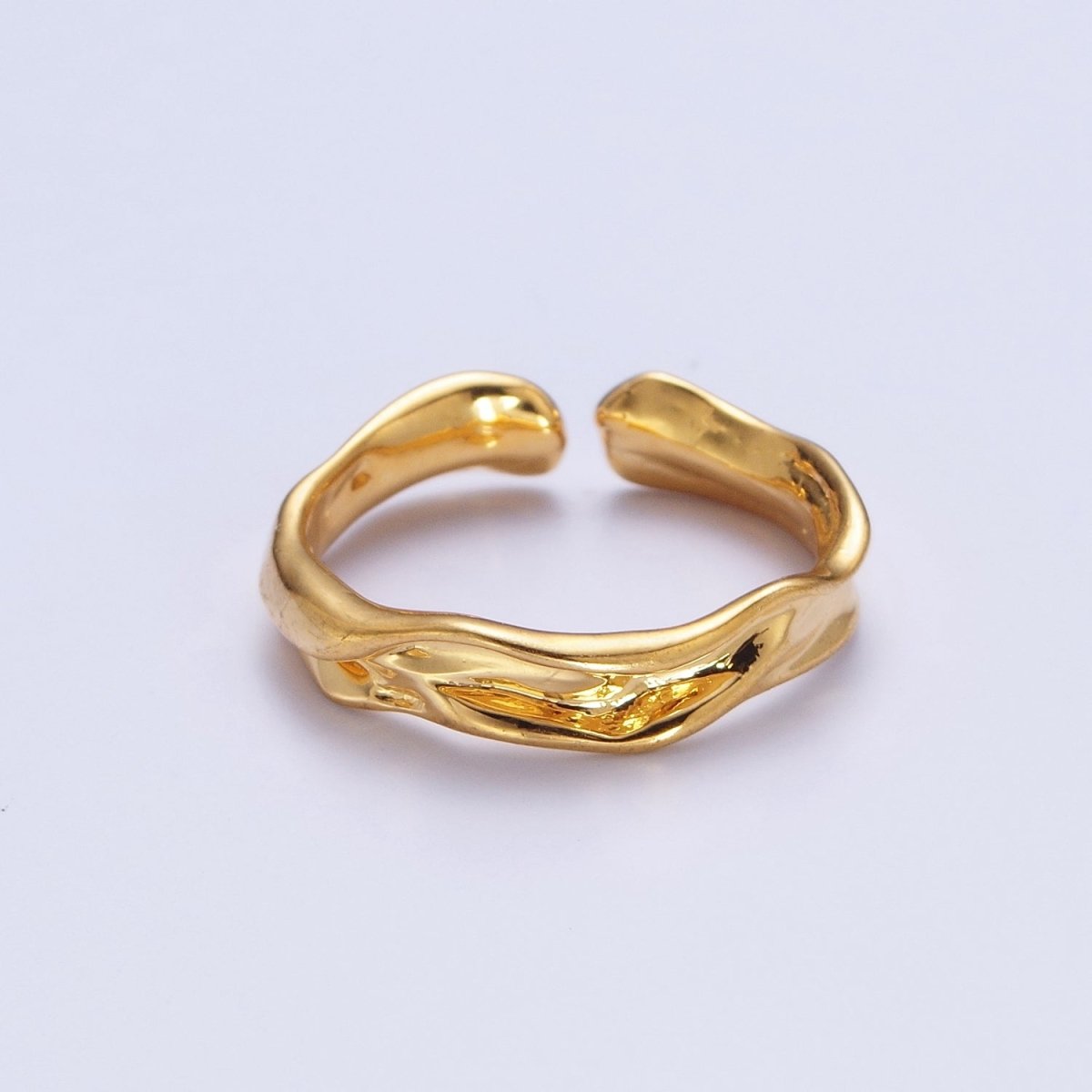 OS 24K Gold Filled Hammered Geometric Adjustable Gold Ring | S-390