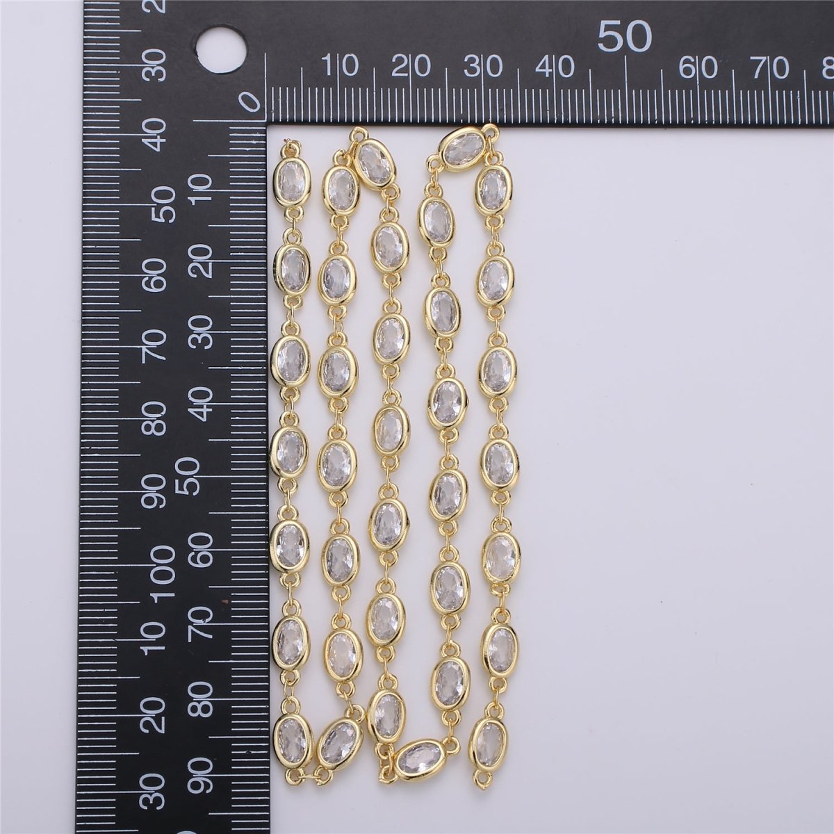 OS 24K Gold Filled Micro Pave CZ Charm Specialty Link Chain by Yard, CZ Charm Size 11X4mm, White Gold Filled DESIGNED Chain | ROLL-113, ROLL-114 Clearance Pricing