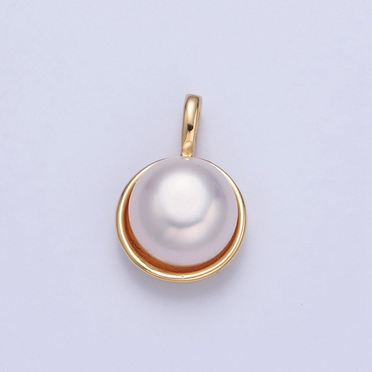 OS 24K Gold Filled Round Shell Pearl Pendant Charm For Necklace Making H-683 - DLUXCA