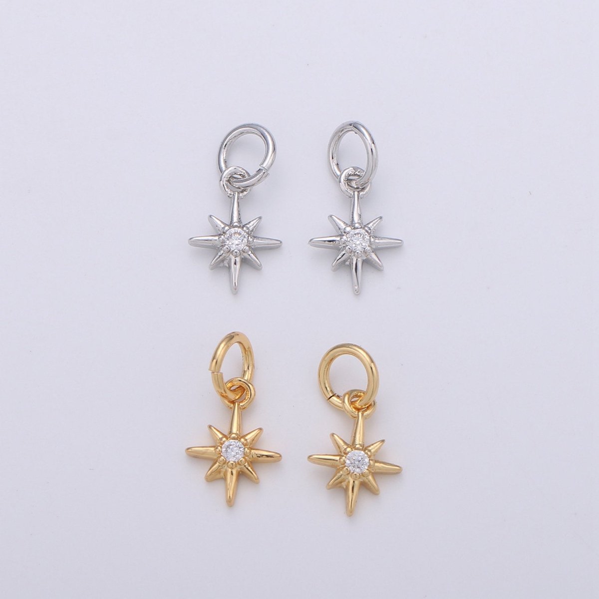 OS 24k Gold Filled Tiny Star Charm Gold North Star Charm Micro Pave Celestial Charm GF Necklace Bracelet Earring Jewelry Making Supply D-080