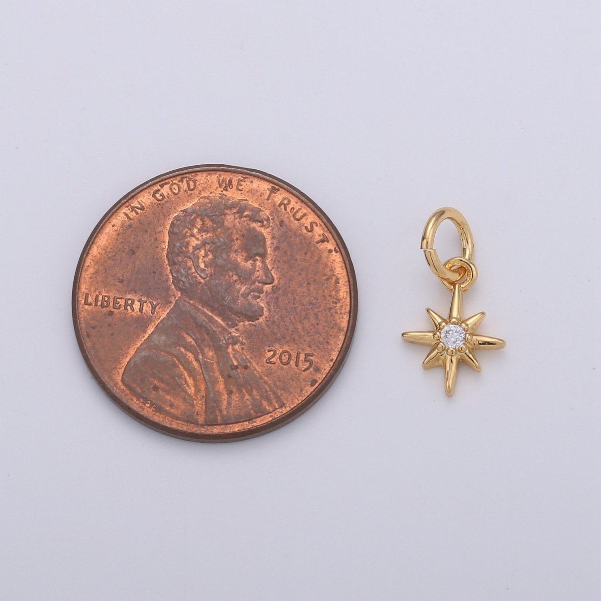 OS 24k Gold Filled Tiny Star Charm Gold North Star Charm Micro Pave Celestial Charm GF Necklace Bracelet Earring Jewelry Making Supply D-080